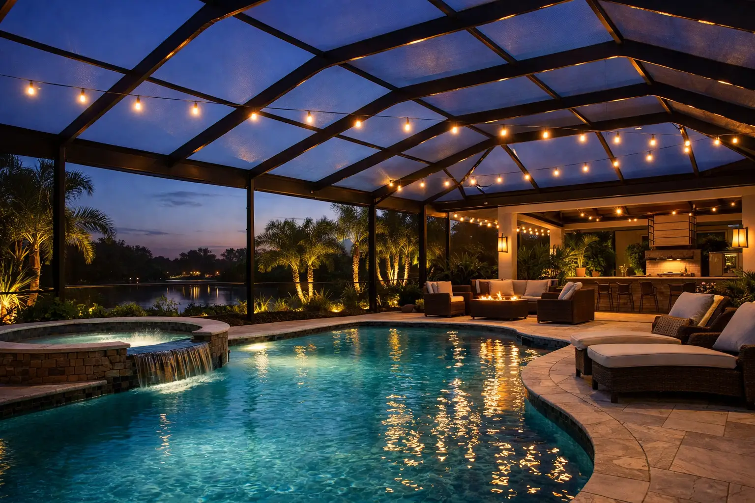Pool Cage Lighting That Extends the Evening